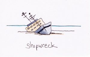 doodle of shipwreck